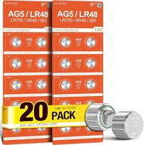 20 vnt. AG5, AG-5, LR750, LR754W mygtukinių baterijų