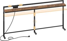 200 cm ilgio reguliuojamo aukščio (70-90 cm) konsolinis stalas, ilgas siauras prieškambario stalas su stumdomu maitinimo elementu (2AC, 1USB-A, 1USB-C), ilgas įėjimo stalas svetainei, miegamajam