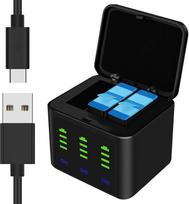 2000 mAh akumuliatoriaus įkroviklio rinkinys "GoPro Hero 12/11/10/9" su LED įkrovimo indikatoriumi [2 pakuotės akumuliatorius + įkrovimo dėklas + C tipo USB kabelis]