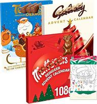 2025 m. šokoladinis Advento kalendorius vaikams ir suaugusiems – 3 pakuotės „Galaxy“, „Maltesers“ ir „Terry’s Chocolate Orange“ Advento kalendorių rinkinys, komplektuojamas su Kalėdų tapybos rinkiniu