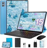 2026 m. 10 colių planšetinis kompiuteris su „Android 15“, aštuonių branduolių procesoriumi, 64GB ROM + 2 TB TF | 5G + 2,4 GHz „Wi-Fi“ | GMS | „Bluetooth“ 5.0 | 8 MP + 5 MP | „Type-C“, jutiklinis planšetinis kompiuteris su dėklu, klaviatūra ir pele, mėlyn