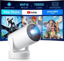 2026 m. „Salange Mini Beamer“ 4K, palaiko 1080p, išmanusis projektorius su „Android 14.0“ | Nešiojamas projektorius su „Wi-Fi 6“ ir „Bluetooth 5.4“, integruota programėlių parduotuvė, kompaktiškas mobilusis projektorius lauko sąlygoms, suderinamas su „iPh