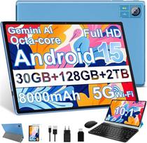 2026 Naujausia "Android 15" planšetė 【Gemini AI】【30GB RAM + 128GB ROM + 2TB】 10,1 colio, Widevine L1, aštuonių branduolių, 8000 mAh, 8 MP + 5 MP, BT 5.0, GPS, GMS, planšetiniai kompiuteriai su pele, klaviatūra ir apsauginiu dėklu