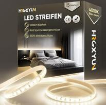 230 V LED juosta lauko sąlygoms, SMD 2835, IP65 atsparumas vandeniui, skaidri LED juosta, 1200 lm, be transformatoriaus, lanksti, galima sutrumpinti, skirta patalpų ir lauko dekoravimui bei apšvietimui, 4000 K neutralus baltumas