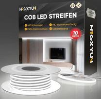 230 V COB LED juosta, skirta naudoti lauke, 240 šviesos diodų, IP67 atsparumas vandeniui, lipni, LED 900 lm, be transformatoriaus, lanksti, galima sutrumpinti, skirta patalpų ir lauko dekoravimui bei apšvietimui, 6500 K šaltai balta
