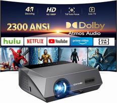 2300 ANSI dienos šviesos projektorius, 1080P išmanusis projektorius su 4K UHD dekodavimu | DD+, „Wi-Fi 6“, „Bluetooth 5.2“, automatinis fokusavimas ir trapecijos iškraipymų korekcija, 38 W „Hi-Fi“ garso sistema filmams, žaidimams ir sportui