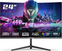 24 colių lenktas žaidimų monitorius, 200 Hz, 1 ms MPRT, "AMD FreeSync", FHD 1920 x 1080, 3000R, VA skydelis, 16:9, sRGB 100 %, HDR, Eye Care, HDMI / DisplayPort, VESA laikiklis 75 x 75 mm, kompiuterio ekranas juodas