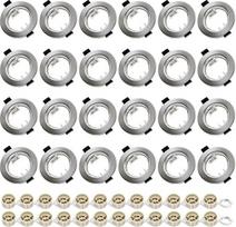 24 GU10 įleidžiamųjų prožektorių rinkinys su šlifuoto nikelio apvaliu rėmeliu (skylės skersmuo 55-70 mm) - apima GU10 lizdą LED / halogeniniam apšvietimui be šviesos šaltinio - idealiai tinka šiuolaikiniams įleidžiamiesiems šviestuvams