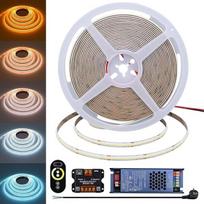 24 V CCT COB LED juosta su reguliuojamu šviesos stiprumu, 1700 K–19 000 K, nuo auksinės geltonos iki ledinės mėlynos