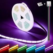24 V COB LED juosta, RGB, 10 m, 576 LED/m, CRI 90+, reguliuojamo ryškumo, lipni, įvairiaspalvė dekoratyvinė LED juosta, šviesos juostų grandinė
