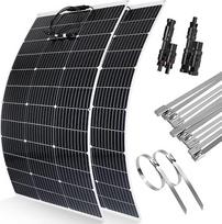 240 W 12 V lankstūs saulės kolektoriai: „DERUXI“ 2 x 120 W saulės kolektoriai kempingui, 12 V: 2 lankstūs 120 W saulės kolektoriai + Y tipo saulės jungtis + metalinės kabelio tvirtinimo juostos, fotovoltinis modulis, skirtas balkonui, karavanui, laivui, s