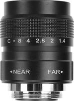 25 mm F1,4 vaizdo stebėjimo objektyvas, skirtas „C-Mount“ kamerai, rankinis diafragmos ir fokusavimo reguliavimas, 19,6 matymo kampas, „C-Mount“ kameros kino objektyvas (juodas)