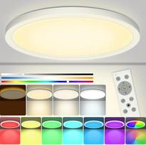 25 W 3200 LM RGB lubų šviestuvas su nuotolinio valdymo pulteliu, 1800 K šilta naktinė šviesa, 3000 K - 6500 K apšvietimas, reguliuojamo ryškumo, atsparus vandeniui IP54, skirtas miegamajam, vaikų kambariui, svetainei, vonios kambariui