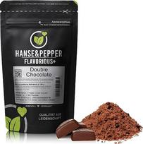 250 g "Hanse&Pepper Flavorious+" dvigubo šokolado skonio milteliai - be cukraus, mažai angliavandenių - šokolado milteliai varškei, jogurtui, kokteiliams, pyragams ir desertams - be dirbtinių saldiklių, tikri ingredientai