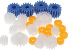 26 dalių plastikinis krumplių rinkinys, skirtas RC modeliniams automobiliams. „Spindelzahnräder 05“ krumpliai, skirti 2–4 mm varikliams. „Pasidaryk pats“ atsarginės dalys tuščiaviduriams stūmokliniams ir reduktoriniams varikliams. Amatų reikmenys