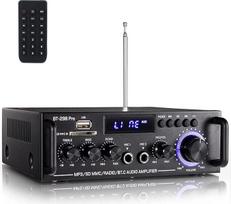 298 „Pro Mini“ stiprintuvas, „Bluetooth“ imtuvas, garso stiprintuvas, maks. 500 W × 2 (RMS) 50 W × 2, 2 kanalų „Hi-Fi“ stiprintuvas, namų kino stereo imtuvas, aukštų ir žemų dažnių reguliavimas su USB/RCA/MIC/FM