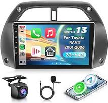 2G ir 64G VECHTEL 9 colių automobilinis radijas "Toyota RAV4" 2001-2006 m. su "Carplay" "Android" belaidžiu ryšiu, "Android 15", jutikliniu ekranu "Bluetooth" HiFi/RDS/FM radijas, "WiFi Navi/AHD atbulinės eigos kamera