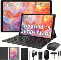2K 10,6 colių "Android 15" planšetinis kompiuteris, 4G LTE + 5G WiFi, 36GB RAM + 512GB ROM (2TB TF), aštuonių branduolių, 2000 x 1200FHD, 8000mAh, 13MP + 8MP, GPS, planšetinis kompiuteris su klaviatūra ir t. t. (pilka)