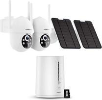 2K lauko saulės "Wi-Fi" stebėjimo kamera, 2 vnt. su saugojimo pagrindu, be mokesčių, 360° pasukama ir pakreipiama, 64GB atmintis, saulės kamera WLAN lauke su PIR judesio aptikimo funkcija, spalvotas naktinis matymas