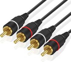 2RCA stereofoninio garso kabelis (15 pėdų) - dvigubas RCA kištukas M/M 2 kanalų (dešinysis ir kairysis) paauksuotas dvigubas ekranuotas RCA jungtis su RCA jungtimis, juodas