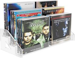 3 aukštų skaidraus akrilo kaskadinis DVD/CD laikiklis, talpinantis iki 18 standartinių CD dėklų, skirtas laikmenų lentynoms, saugojimui ir tvarkymui