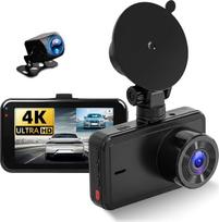 3 colių automobilinė vaizdo kamera: priekinė 4K + galinė 1080P „CAMECHO“, 150°+120°, vaizdo transliacija per „Wi-Fi“ programėlę, itin geras naktinis matomumas, plataus kampo objektyvas, 24 val. stovėjimo režimas, G-jutiklis, ciklinis įrašymas