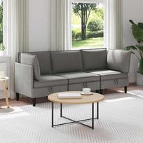 3 dalių svetainės baldų komplektas, tamsiai pilkos spalvos audiniu apmuštas, su tvirtu faneros rėmu: 3-vietė kampinė sofa su miego funkcija, pufas, spyruoklinis minkštųjų baldų komplektas, skirtas svetainei ir svečių kambariui