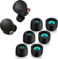 3 poros atminties putų antgalių "Sony WF-1000XM4" neslystančioms pakaitinėms ausinėms, skirtoms "Sony" tikrosioms belaidėms ausinėms, tinka įkrovimo dėkle, puikiai slopina triukšmą, 3 poros (vidutinės, juodos spalvos)
