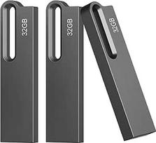 3 USB atmintinės 32GB 2.0 USB atminties kaupiklis "Memory Stick" didelės spartos lazdelės Metalinės vandeniui atsparios atminties atmintinės "iOS" "Android" mobiliajam telefonui "Linux" nešiojamajam kompiuteriui Juoda