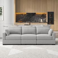 3 vietų sofa, modulinė sofa, velveto apmušalų sofa, modulinės sofos, svetainės sofos, 3 vietų sofos su pagalvėlėmis, žemos sofos, sofos-lovos, poilsio kėdė (pilka, 3 vietų)