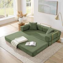 3 vietų sofa-lova su didelio tankio putplasčiu, grindų sulankstomas čiužinys, audinio paminkštinimas, nerūdijančio plieno rėmas, lengvai surenkama gyvenamajame kambaryje ir mažose erdvėse
