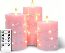 3 vnt. LED be liepsnos mirgančių įkraunamų žvakių rinkinys