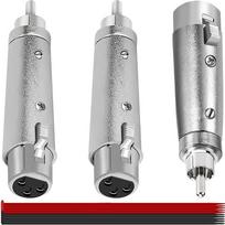 3 vnt. RCA kištukų į 3 kontaktų XLR lizdus (adapteris) garso adapterių rinkinys, cinko lydinio metalinis korpusas, sidabro spalvos, su kabelio tvirtinimo juosta, suderinamas su mikrofonu ir stereo mikšeriu