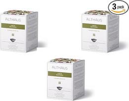 3 x ALTHAUS „Green Tea Green Matinee“, aromatizuota „Sencha“ arbata su gėlėmis, 15 piramidės formos arbatos maišelių, supakuoti atskirai, 41,25 g, žaliosios arbatos maišeliai, surūšiuoti ir supakuoti Vokietijoje