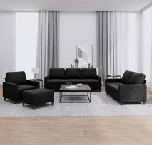 3-TLG. Sofagarnitur mit Kissen Hellgrau Samt, Robustes Sofa Gestell für EIN bequemes Sitzerlebnis mit Polsterung