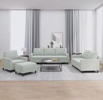 3-TLG. Sofagarnitur mit Kissen Hellgrau Samt, Robustes Sofa Gestell für EIN bequemes Sitzerlebnis mit Polsterung