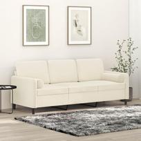 3-vietė sofa su dekoratyvine pagalve, sofa-fotelis, poilsio sofa, atpalaiduojanti sofa, apmušta sofa, svečių sofa, dvivietė sofa, skirta svetainei, miegamajam, svečių kambariui, kreminės spalvos, 180 cm, aksominė