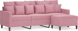 3-vietė sofa su pufu „Rosa“, 180 cm, aksominė, aksominė sofa su pufu, patogi sofa su storai paminkštintomis sėdimojo paviršiaus dalimis ir porankiais, tvirtas rėmas iš faneros ir metalo,