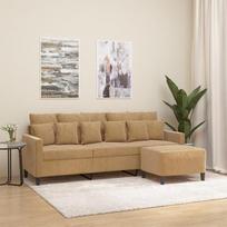 3-vietė sofa su pufu, sofa, sofos, poilsio sofa, minkšta sofa, poilsio sofa, svečių sofa, dvivietė sofa, kampinė sofa, šezlongas, skirta svetainei, miegamajam, svečių kambariui, ruda, 180 cm, aksominė