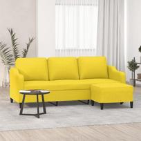 3-vietė sofa su pufu, sofa-fotelis, poilsio sofa, minkšta sofa, atpalaiduojanti sofa, dvivietė sofa, svečių sofa, kampinė sofa, šezlongas, skirta svetainei, miegamajam, svečių kambariui, šviesiai geltona, 180 cm, audinio apmušalas