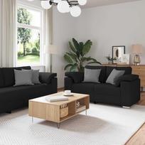 3-vietė sofa, juoda, 219 x 80 x 82 cm, lino mišinio audinys, baldai, sofos – 3324660