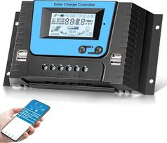 30 A saulės energijos įkrovimo reguliatorius su „Bluetooth“, PWM 30 A saulės energijos įkrovimo reguliatorius (12 V, 24 V, 36 V, 48 V) su temperatūros jutikliu, LCD ekranu ir 4 USB prievadais, tinka ličio, švino-rūgšties ir gelio baterijoms