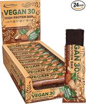 30 veganiškų baltyminių batonėlių - 100 % veganiškas baltyminis batonėlis - daug baltymų, 26 % baltymų, mažai cukraus, 0,5 g batonėlyje - be palmių aliejaus ir sojos