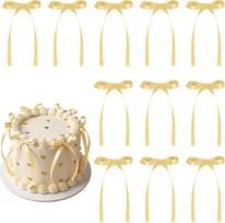 30 vnt. auksinių „Bow Cake Toppers“ kaspelių tortų dekoracijų su smeigtukais, skirtų tortams, keksams, gimtadieniams, vestuvėms, kūdikio sutikimo šventėms ir vakarėliams