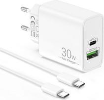 30 W USB-C įkroviklis + įkrovimo laidas, skirtas „iPad Pro“ 13 colių / 12,9 colių / 11 colių / „iPad“ 10 / 11 / A16 | Skirta „iPad“ M5, „Air“, M4, „Mini“, A17, „iPhone“ 17, 16, 15, „Pro Max“, 17e, 16e, maitinimo šaltinis, greitojo įkrovimo įkroviklis, 2 m