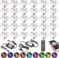 30 WiFi RGBWW LED įleidžiami grindų šviestuvai, grindų prožektoriai, terasos apšvietimas, veikia su "Alexa", DC12 V, skersmuo 31 mm, 0,6 W, terasos apšvietimas, "WiFi" belaidis išmaniųjų telefonų rinkinys