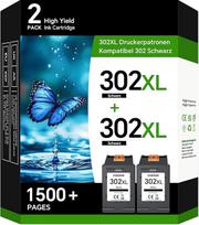 302 juoda HP 302 spausdintuvo juodos spalvos 302XL kasetės, tinkančios HP Envy 4520 4522 4525 4527 DeskJet 3630 3636 3638 3639 3633 2130 OfficeJet 3831 3830 3833 5 220 5230 2vnt.