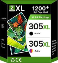 305 XL, skirtas HP 305XL kasetėms, daugiapakė pakuotė, pakaitalas HP 305 spausdintuvų kasetėms | 305XL juoda ir spalvota, skirtos HP Deskjet 2710, 2720, 4200 Plus, 4100, 4110, 4120, Envy 6000, 6010, 6020, Envy Pro 6400, 6420 (2 vnt. pakuotė)