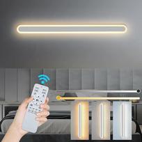 32 W LED sieninis šviestuvas su nuotolinio valdymo pulteliu, 2,4 GHz, 10-100 % ryškumo reguliavimas, sieninis apšvietimas miegamajame, svetainėje, koridoriuje, laiptinėje, baltas, 80 cm, 110-240 V