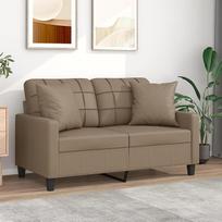 3200802 2 vietų sofa su dekoratyvine pagalvėle Cauchsofa Svetainės sofa Sėdimoji sofa Cappuccino Brown 120 cm dirbtinė oda